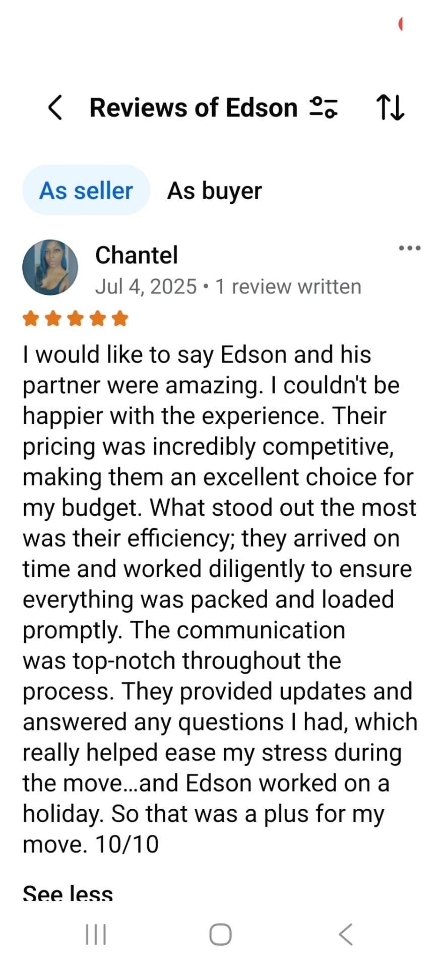 Customer review 1